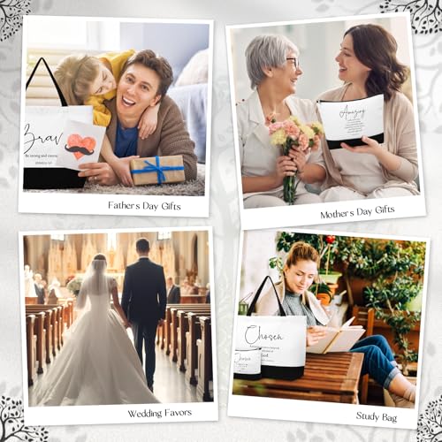 Abbylike Christian Gift Bags Bible Verse Tote Bag Religious Cosmetic Makeup Bag for Thanksgiving Day Christmas