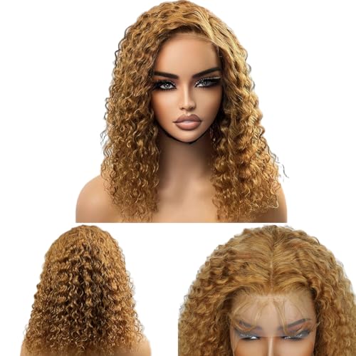 Honey Blonde Wig Deep Wave Lace Front Wig Human Hair Pre-Plucked Blonde 13x6 Hd Lace Front Wig 180% Density For Women