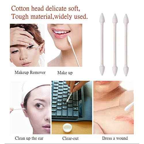 Cotton Swabs 800 Pieces, Double Precision Tips with Paper Stick, 4 Packs of 200 Pieces (Pointed+Spiral Head)