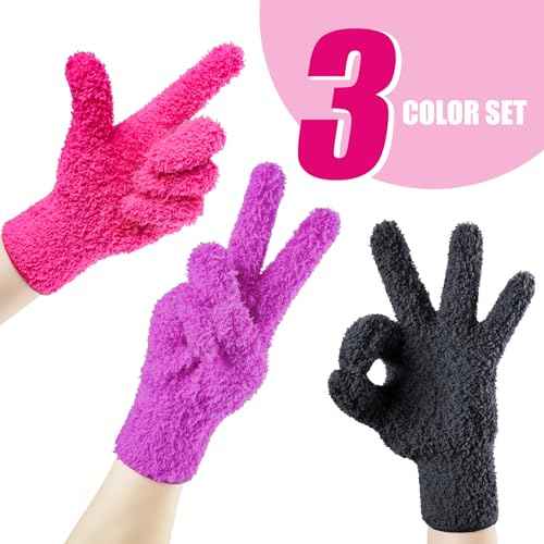 3 Pairs Reusable Microfiber Hair Dye Gloves for Hair Coloring & Cleaning - Protects Hands, Prevents Damage to Fragile Hair, Ensures Efficient Dye Application, Machine Washable Eco-Friendly Use