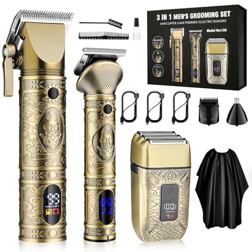 GSKY Professional Hair Clippers, Beard Trimmer for Men Electric Razor, Clippers and Trimmers Set Shavers for Men, Barber Clippers Hair Cutting Kit