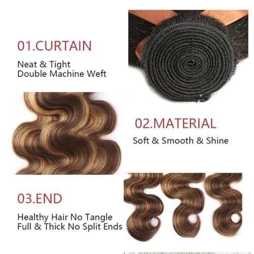 24 26 28 inch 4/27 Bundles Human Hair Ombre Body Wave Bundles Brown and Blonde Highlight Human Hair Bundle