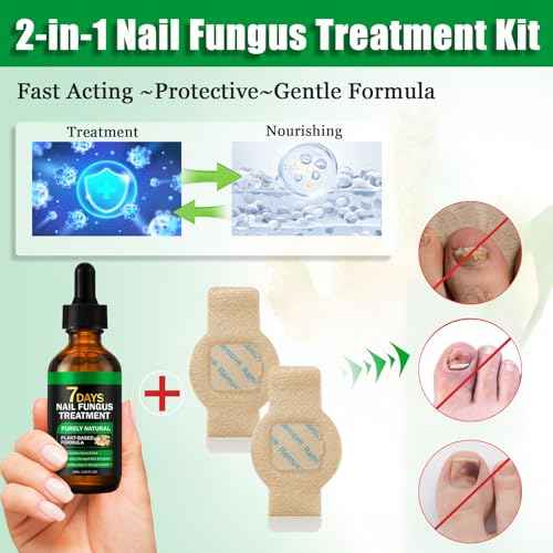 Fungal Nail Patches & Ginger 7 Days Nail Treatment, 21pcs Toenail Treatment Patches Extra Strength - Overnight Nails Repair Care for Damaged, Discolored Nails