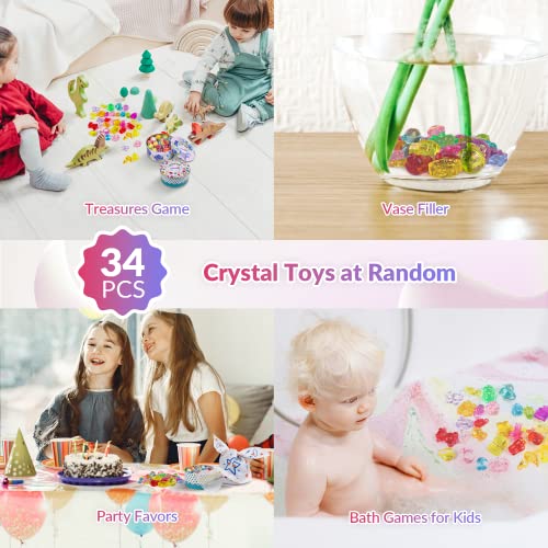 34 + 6 Bath Bombs with Crystal Toys Inside for Kids, 34PCS Organic Surprise Bath Bomb Gift Set for Christmas, Birthday, Easter, Natural Fizzy Bath Home Spa, 6PCS Gift Bags for Girls and Boys