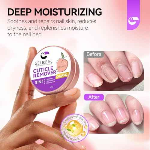 gelike ec Cuticle Cream for Dry Damaged Cuticles Organic Nail Cuticle Remover for Dry, Rough Hands Cracked Rigid Skin - Professional for Salon Home Use