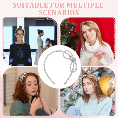 Bow Hair Clips, Silver Hair headband, Crystal Bowknot Clips, Non-Slip Rhinestone hair accessories for Women Girls Sparkly Hair Tiara for Long Short Curly Straight Thick Thin Hair