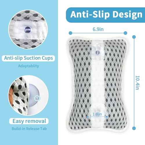 Luxury Bath Pillows for Tub, Slip Resistant Waterproof Bath Pillows for Tub Neck and Back Support with 2 Strong Suction Cups, Relaxing Spa Essentials