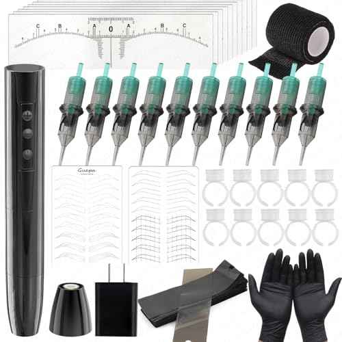 Guapa Portable Tattoo Machine Kit with 3.0mm Stroke Length, Digital LCD Display, for Permanent Makeup, Microblading, Eyeliner, Brows, Lip Blush, and Scalp Micropigmentation (Tattoo set-Black)