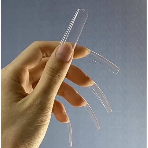 550 PCs XXL Tarpered Square Nail Tips,SITELENABY Ultra-thin Half Cover Clear Square Nail Tips False Artificial Nails Tips 11 Sizes with Box (Tapered Square French Tips)