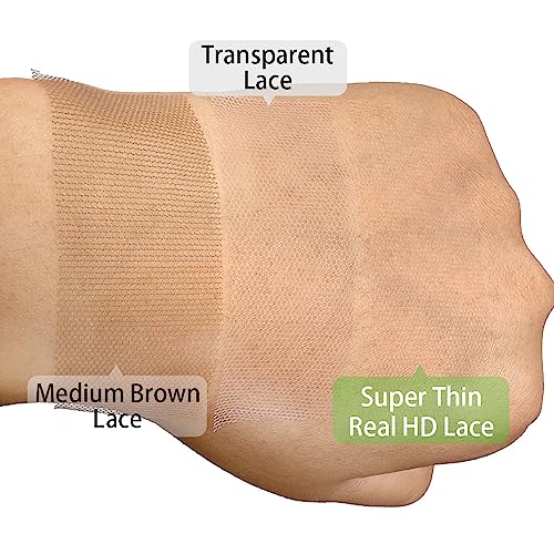 KRN 5x5 HD Lace Closure, 0.12mm Ultra-thin Skinlike Invisible Swiss HD Lace Closure Pre Plucked With Baby Hair Single Knots 12A Grade Brazilian Body Wave Closure Human Hair Free Part 22 Inch