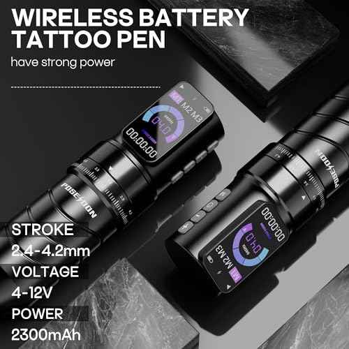 Poseidon Tattoo Gun Kit 7 Strokes Length Tattoo Machine Kit with 2pcs 2300mAh Battery 20pcs Tattoo Cartridge Needles 11pcs Inks Complete Tattoo Pen Kit Supply for Beginner and Artist