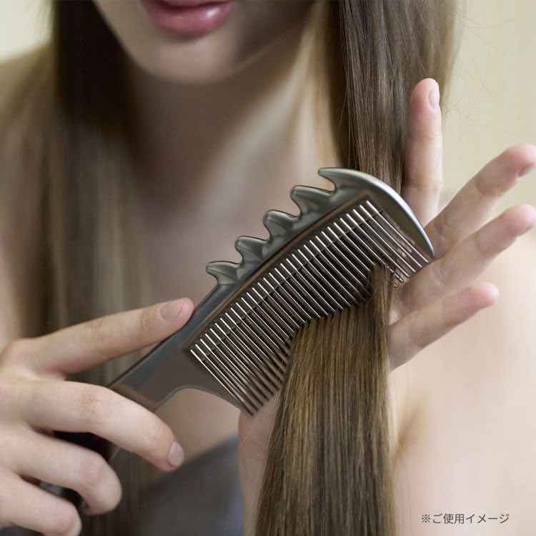 LOVE CHROME F SCALP-GUASHA SILVER/Japanese artisan hair comb
