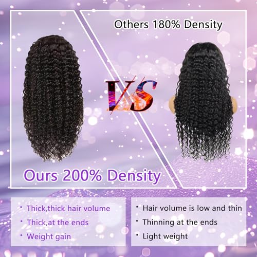 Deep Wave Lace Front Wigs Human Hair 13x6 HD Lace Front Wigs Human Hair 200% Density Pre Plucked Deep Wave Frontal Wig Deep Curly Wig for Women 24Inch