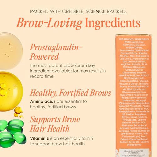 Grande Cosmetics GrandeBROW Brow Enhancing Serum For Fuller, Bolder, Looking Eyebrows - Brow Serum With Vitamins, Peptides, Antioxidants, Amino Acids, Cruelty-Free