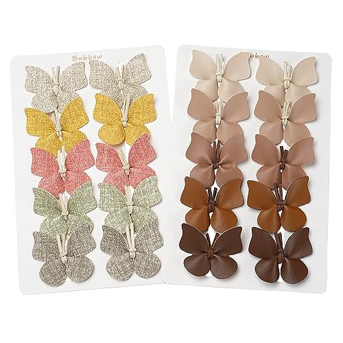 20 pcs Butterfly Hair Clips for Girls Women Toddler Baby,Leather Bows With Fully Lined Alligator Clips,Handmade Hair Accessories for Kids Child Teen Back to School Young Gifts Thick Thin Hair¡¦