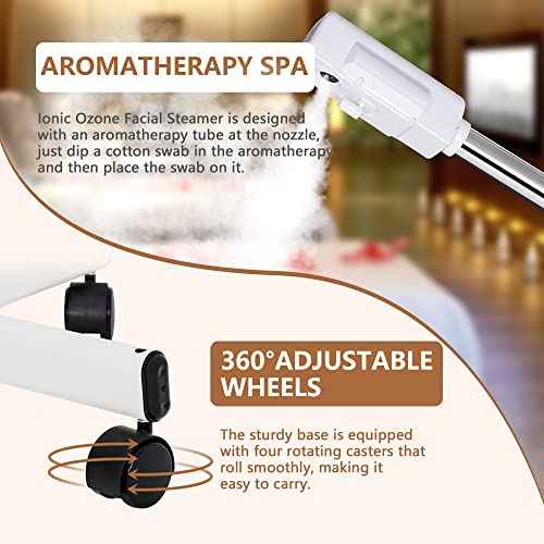 Nova Microdermabrasion Professional Facial Steamer On Wheels Ionic Ozone with Hot Mist Function Stand Facial Steamer for Personal Home Salon Spa Skin Cleaning