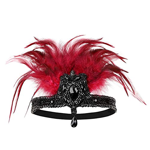Roaring Art Deco 1920s Flapper Feather Headpiece Roaring 20s Great Gatsby Headband for Women 1920s Headwear