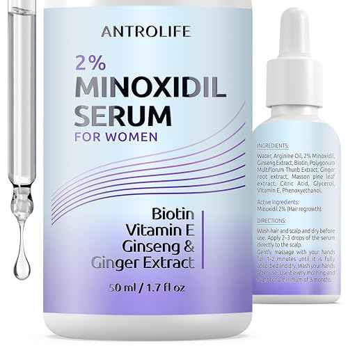 Minoxidil for Women 2% - Hair Growth Serum Women + Vitamin E, Ginseng, Ginger Extract, Biotin Hair Growth Serum - Hair Loss Regrowth & Thickening Treatment Helper