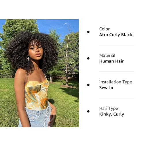 Mongolian Afro Kinky Curly Human Hair 3 Bundles (18 18 18 Inch) Afro Curly Weave Hair Extensions for Black Women Unprocessed Virgin Hair Afro Kinky Human Hair Bundles Natural Color