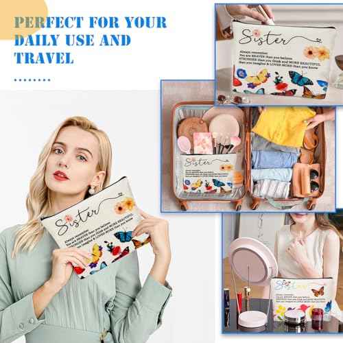 Makeup Case for a Special Sister Cosmetic Bag, Inspirational Handmade Presents for Women, You Are Braver Than You Think, Sis Best Friends Makeup Bag Toiletry Bag Gift, Style 2