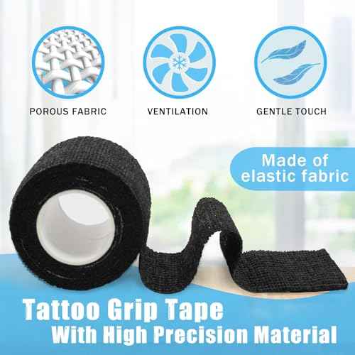 200PCS Pen Covers with 4PCS Grip Tape - CINRA Machine Cover Bags Black Tattoo Pen Covers Sleeves with Black Grip Cover Wrap Self-Adherent Tape Plastic Covers for Tattoo Machine Tattoo Supplies