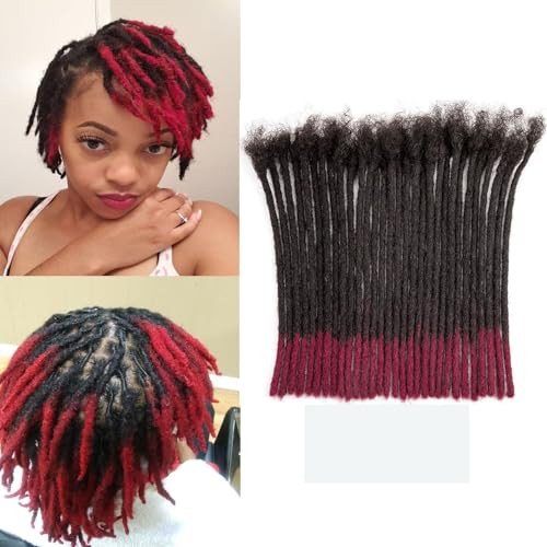 Dreadlock Extension Human Hair 10inch 0.6cm Width 100% Permanent Huamn Hair Loc Extension Can Be Dyed Bleached Curled Handmade Loc Extension for Men Women,50strands