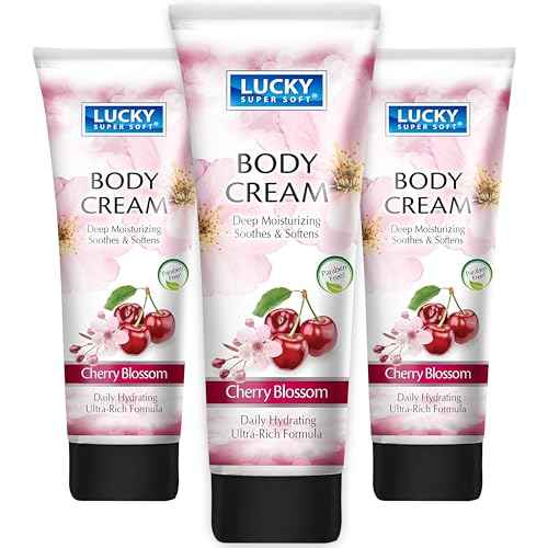 Lucky Super Soft Body Cream, Cherry Blossom, Deep Moisturizing to Soothe & Soften Skin, 6 oz, 3 Pack