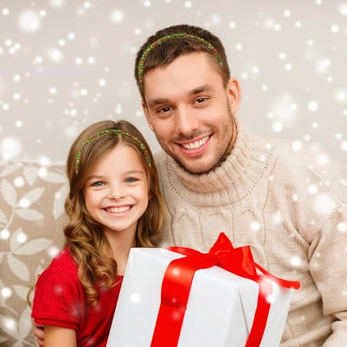 1Pcs Christmas Headband Glitter Hair Hoop Red Green Sequins Christmas Hair Accessories for Women Festive Cosplay Costume Parties Headdress Princess Birthday Holiday Hair Supplies Gift