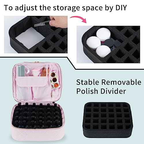 Nail Polish Organizer Case Fits Nail Lamp and 30 Bottles,Nail Organizers and Storage for Nail Tech Travel,Pretty Nail Polish Storage Bag Fits Nail Kit & Manicure Tools (Patented)