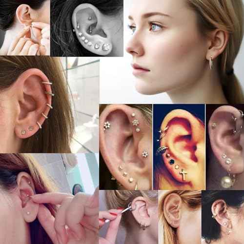 Ear piercing gun, Reusable Professional Ear Piercing Kits, 24 Surgical Grade Anti-sensitive Piercing Earrings, 10 Cubic Zirconia Fashion Earrings, 24 Alcohol Cotton Sheets (silver)