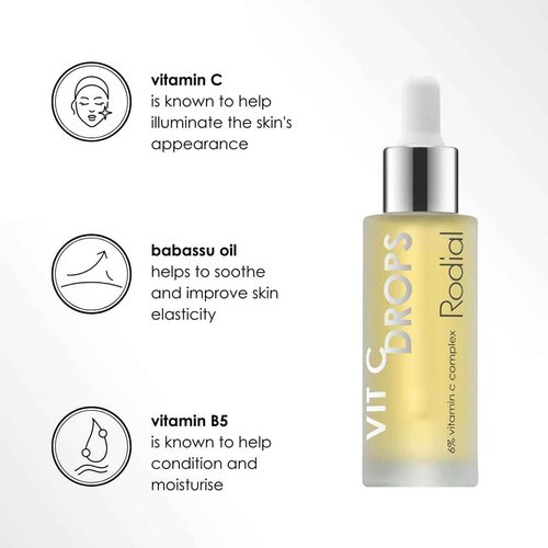 Rodial Vit C Booster Drops 1fl.oz, Brighten and Renew, Rejuvenating Lightweight Vitamin C Face Serum, High Performance Formula with Vitamin B5 and Babassu Oil, Radiance and Luminosity Boost