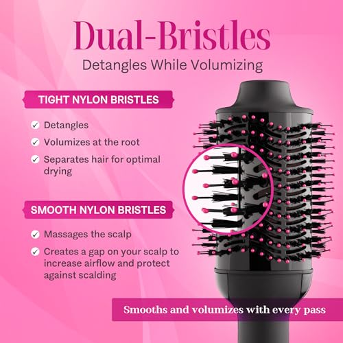 Asani 4-in-1 Hair Dryer Brush - Blowout, Curling, Straightening & Comb with Anti-Frizz Ceramic Titanium Barrel for All Hair Types (120 Volt)