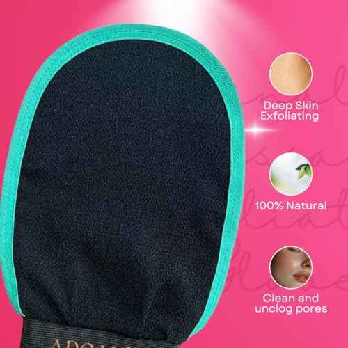 Arganit Bath Mitt Set of 2 ? Original Exfoliating for Dead Skin Removal - Microdermabrasion Mitts, Self-Tan Remover and Keratosis Pilaris Treatment Moroccan Hammam Body Mitt 100% Viscose