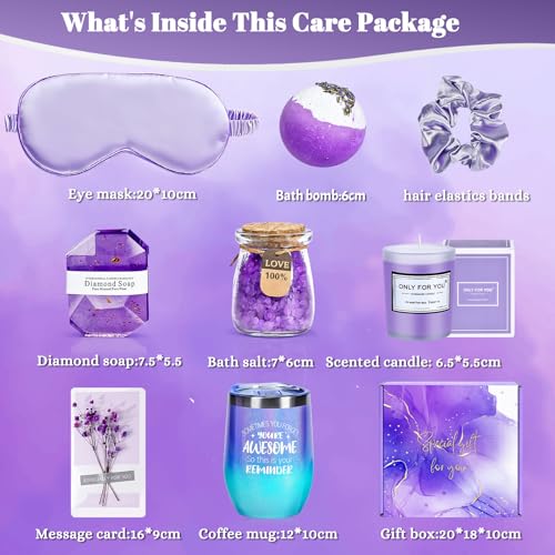 Gifts for Women, Mom, Wife, Girlfriend, Sister, Her- Happy Birthday, Christmas, Valentine's Day, Mothers Day Gifts - Lavender Spa Gift Basket Set Thank You Gifts