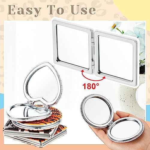 Marsui 4 Pcs Diamond Painting Compact Mirror DIY Painting Pocket Portable Folding Purse Mirror for Women Diamond Art Mom Gifts for Mother's Day Nurse Week Party Favors(Animal Skin)