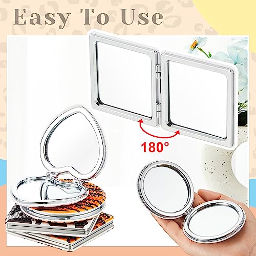 Marsui 4 Pcs Diamond Painting Compact Mirror DIY Painting Pocket Portable Folding Purse Mirror for Women Diamond Art Mom Gifts for Mother's Day Nurse Week Party Favors(Animal Skin)