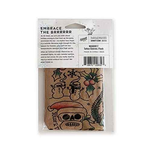 Prank-O Fake Temporary Tattoo Sleeves, Pair, Holiday Season Arm Accessories, Stretchy Material, Comfortable and Easy Slip On and Off, Christmas Parties