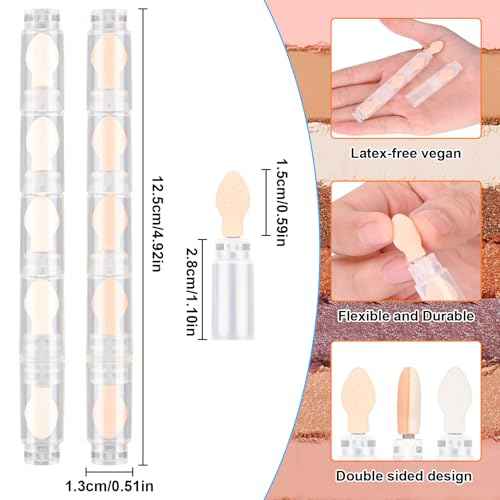 6 PCS Portable Detachable 5-Section Sponge Eyeshadow Stick Brushes, Multi-Functional Concealer Applicator Cosmetic Tools, Smudge Makeup Brush