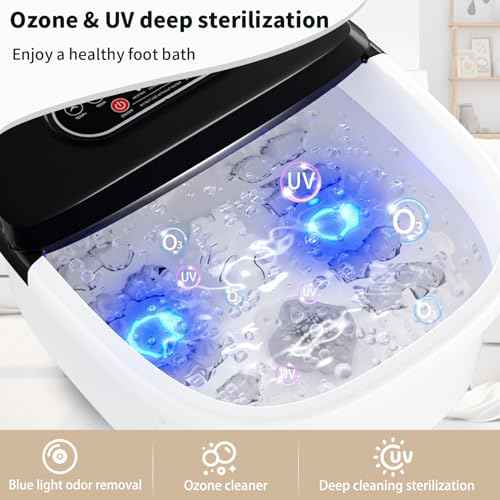 DermoPrime Foot Spa Bath Massager with Heat - Ozone and Blue Light Foot Soaking Tub, Epsom Salt, Adjustable Temperature, Bubble and 8 Rollers, Birthday Gift for Mom Dad