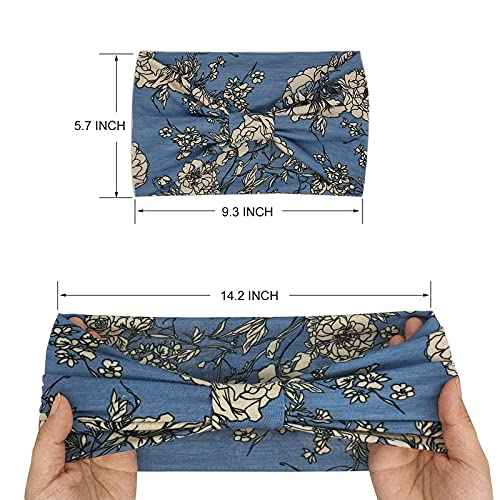 Wide Boho Headbands for Women Fashion Knotted Headband Yoga Workout Hair Accessories African Head Wrap 4 Pack