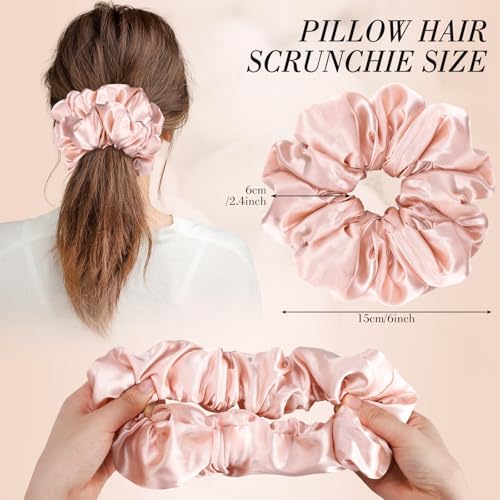 3Pcs Large Satin Hair Scrunchies, Sleepy Hair Tie for Women Girls Large Pillow Satin Scrunchies for Thick Curl Stocking Stuffers Gifts for Women Girls