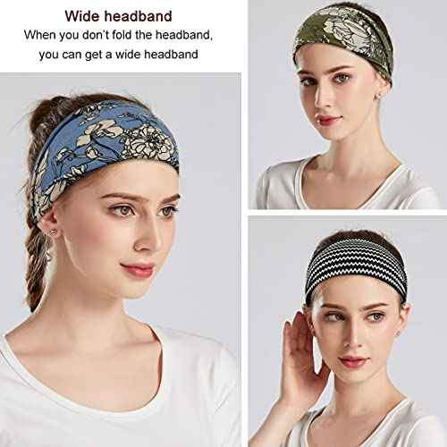 Boho Headbands For Women Fashion Wide Headband Yoga Workout Head Bands Hair Accessories Band 6 Pack