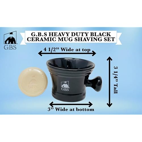 G.B.S Stylish Grooming Shaving Set for Wet Shaving Boxed Ceramic Black Shaving Soap Bowl/Mug with Knob Handle