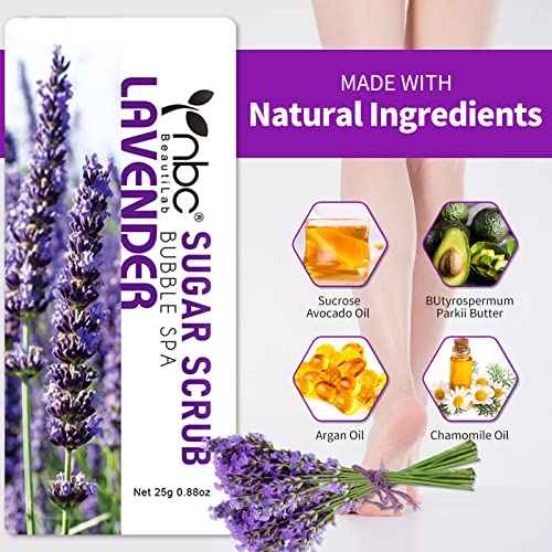 Foot Exfoliating Scrub, Sugar Scrub, Dead Skin Remover for Feet, Individually Packaged Foot Scrub Smooths, Hydrates, Detoxifies Tired and Dry Cracked Feet 16 Packs per Box, Lavender