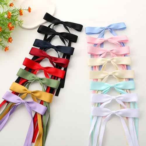 16 PCS Hair Bows for Women,Hair Ribbon Hair Bows With Long Tail,Hair Bow Clips Hair Barrettes for Women Accessories