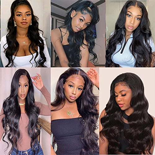 26 28 30 inch Body Wave Human Hair Bundles Body Wave Bundles Real Unprocessed Brazilian Human Hair Extensions for Black Women Natural Color