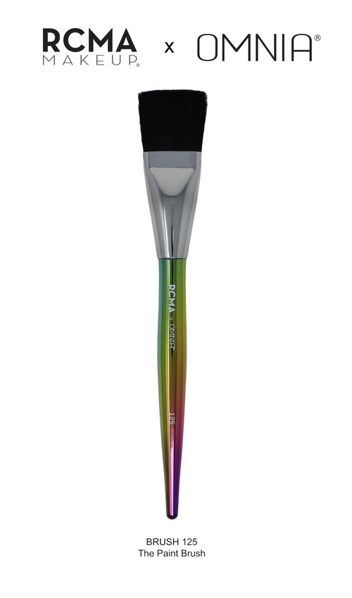 RCMA Makeup x Omnia Professional Makeup Brush 5pc Set, Premium Synthetic Fiber, Iridescent Acrylic Handle, Face Powders, Complexion and Foundation Blending Application Brush set.