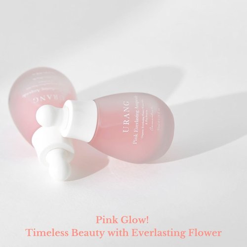 URANG Pink Everlasting Ampoule | Organic Moisturizer Supports Elasticity & Vibrancy for Dull Skin | Natural Vegan Skincare for Women, Men |1.18 Fl oz