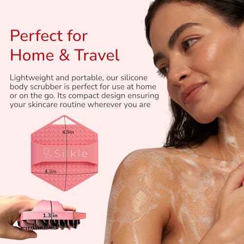 Silicone Body Scrubber - Exfoliating Bath Brush and Skin Cleanser - Shower Sponge for Gentle Body Scrub and Wash - Silicone Scrubbing Care Tool for a Refreshed and Renewed You - Pink