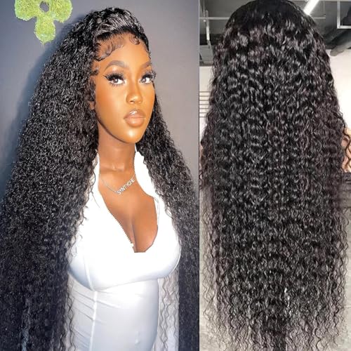 Manorshen 26 Inch 5x5 HD Lace Closure Wigs Human Hair Pre Plucked Deep Wave Human Hair Wigs for Black Women Glueless 180% Density Wet and Wavy Deep Curly Wig Natural Color with Baby Hair